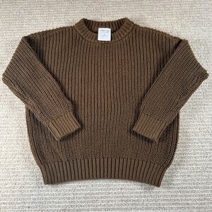 EUC 4T Little Co Lauren Conrad Brown Chunky Knit Sweater Organic Cotton Neutral